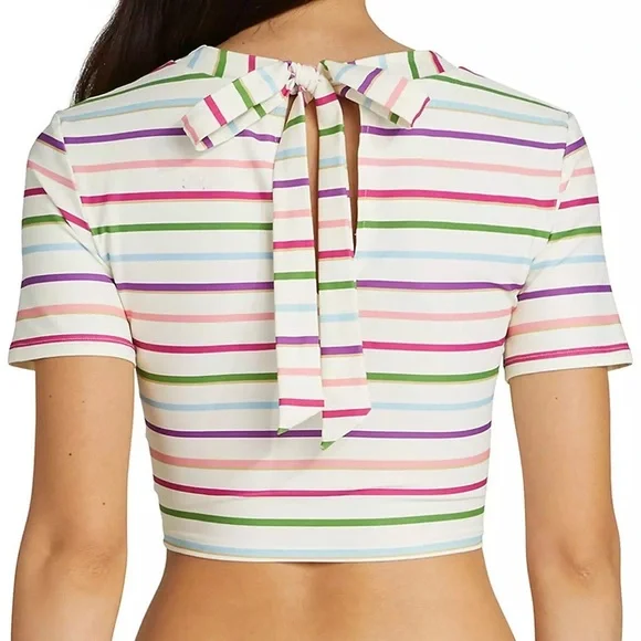 Kate Spade Sport or Swim Striped Multicolor Crop Top Small - Picture 2 of 14